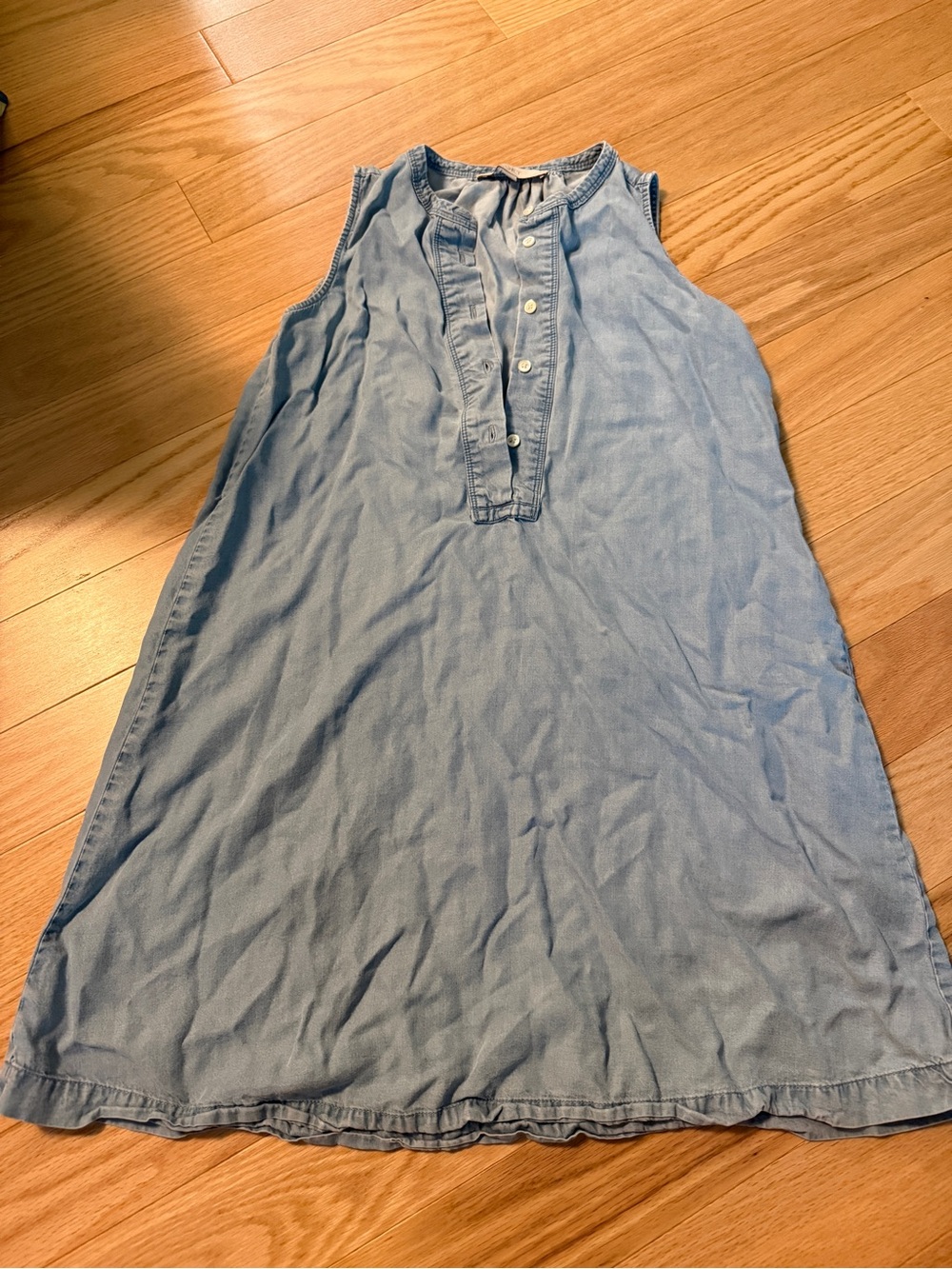 LOFT Girls Light Blue Sleeveless Chambray A-Line Dress